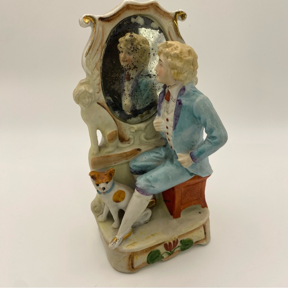 Vintage Porcelain gentleman figurine with mirror